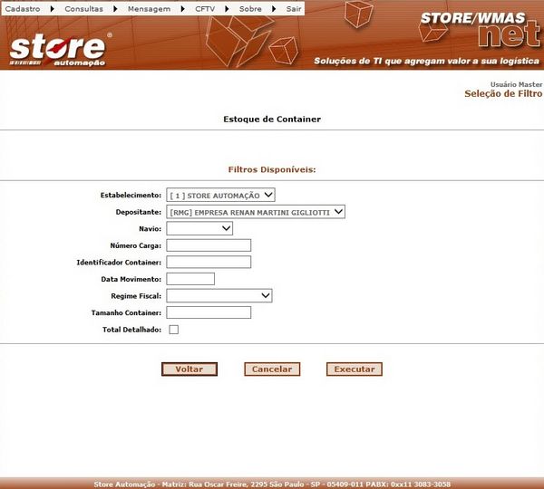 ESTOQUE DE CONTAINER